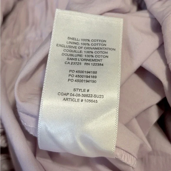 NWT Aritzia Wilfred Waters Poplin Jumpsuit Romper Smocked in Cloudy Lilac Medium - Picture 12 of 12